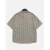 imageAelfric Eden Shirts Plaid Embroidery Short Sleeve Shirt Casual Graphic TShirts Men Button Down Tee Tops OufitsBlack