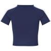 imageAelfric Eden Womens Short Sleeve T Shirts Crewneck Color Block Graphic Print Tee Breathable Slim Fit Crop Top Summer OutfitNavy Blue