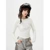 imageAelfric Eden Y2K Crop Top Long Sleeve Womens Letter Graphic TShirts Slim Fit Crewneck Textured TeeWhite
