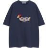 imageAelfric Eden Cartoon Dog Tee Shirt Cotton Graphic TShirts Cute Casual Summer Oversized Shirts Streetwear TopsNavy Blue