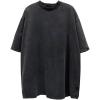 imageAelfric Eden Mens Oversized Acid Wash Plain T Shirts Washed Cotton Basic Tee Short Sleeve Crewneck Unisex TopsBlack