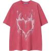 imageAelfric Eden Mens Oversized T Shirts Tees Distorted Portrait Print Crew Neck Cotton Tops Streetwear Casual ShirtPink