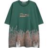 imageAelfric Eden Mens Oversized Tshirts Snow Mountain Graphic Tee Print Tops Streetwear Casual ShirtGreen