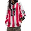 imageAelfric Eden Oversized T Shirts Number Stripe Graphic Unisex Knit Tee Color Blocking Y2k Short Sleeve 2025 Trend TopsRed