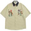 imageAelfric Eden Shirts Plaid Embroidery Short Sleeve Shirt Casual Graphic TShirts Men Button Down Tee Tops OufitsYellow