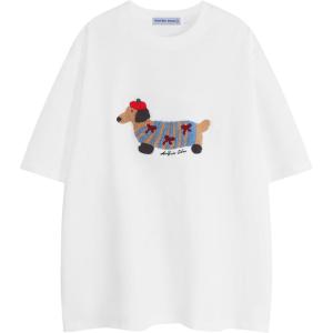 imageAelfric Eden Cartoon Dog Tee Shirt Cotton Graphic TShirts Cute Casual Summer Oversized Shirts Streetwear TopsWhite
