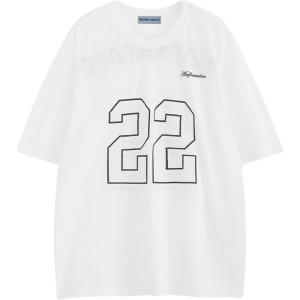 imageAelfric Eden Jersey Shirts Mesh Print Number Tee Mens Oversized Vintage Streetwear Tshirts Graphic Casual Summer Y2k TshirtWhite
