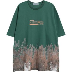 imageAelfric Eden Mens Oversized Tshirts Snow Mountain Graphic Tee Print Tops Streetwear Casual ShirtGreen