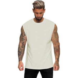 imageAelfric Eden Mens Vintage Solid Cap Sleeve TShirts Oversized Casual Summer Basic Tees Tank TopGrey