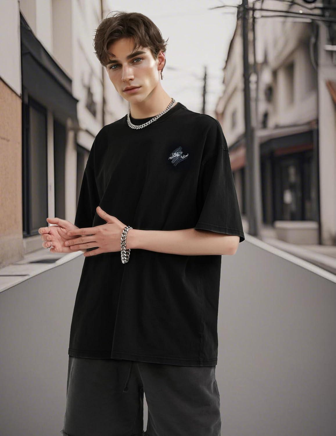 imageAelfric Eden Butterfly Graphic Tee Oversized T Shirts for Men Short Sleeve Tops Streetwear Y2K TShirtBlack