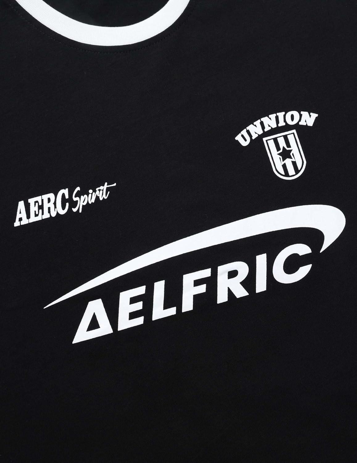 imageAelfric Eden Graphic Tees Y2k Women Oversized T Shirts Striped Patchwork Crewneck Unisex Streetwear TopsBlack
