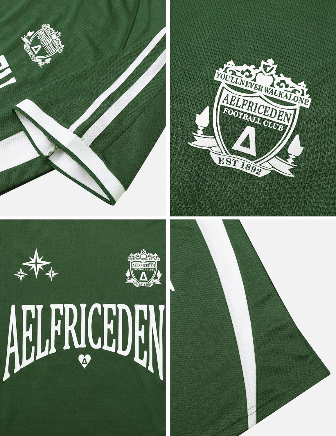 imageAelfric Eden Jersey Shirts Women Oversized Mesh V Neck Graphic Tees Y2k Color Block Short Sleeve T Shirt TopsGreen