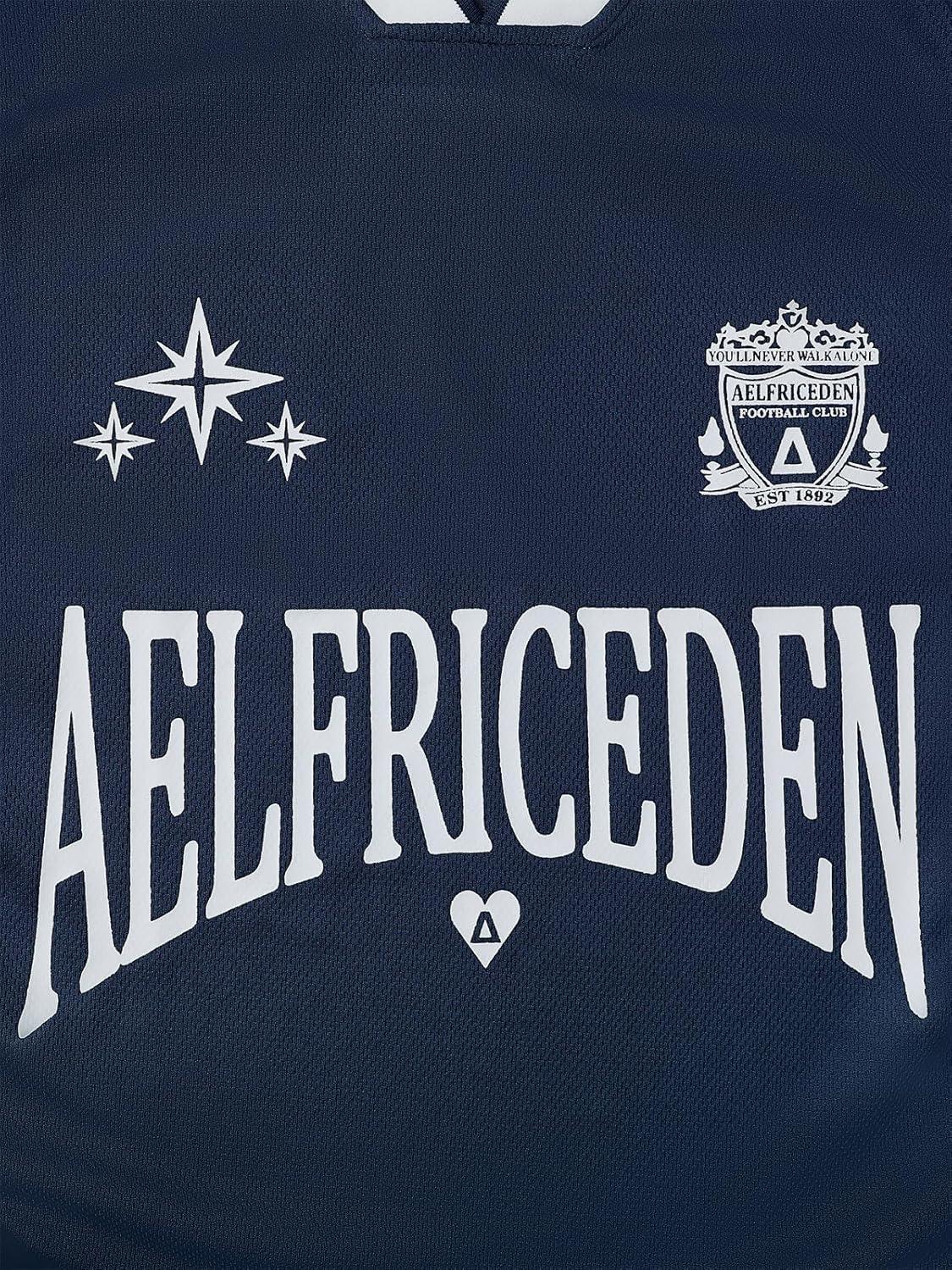 imageAelfric Eden Jersey Shirts Women Oversized Mesh V Neck Graphic Tees Y2k Color Block Short Sleeve T Shirt TopsNavy Blue