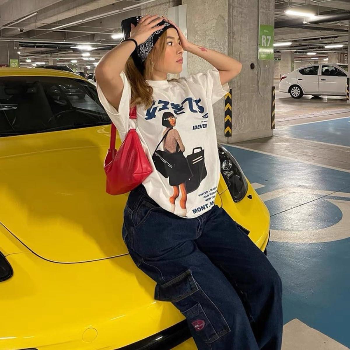 imageAelfric Eden Mens Oversized Graphic Tee Summer Unisex Hipster Printed Casual Harajuku Top TshirtWhite