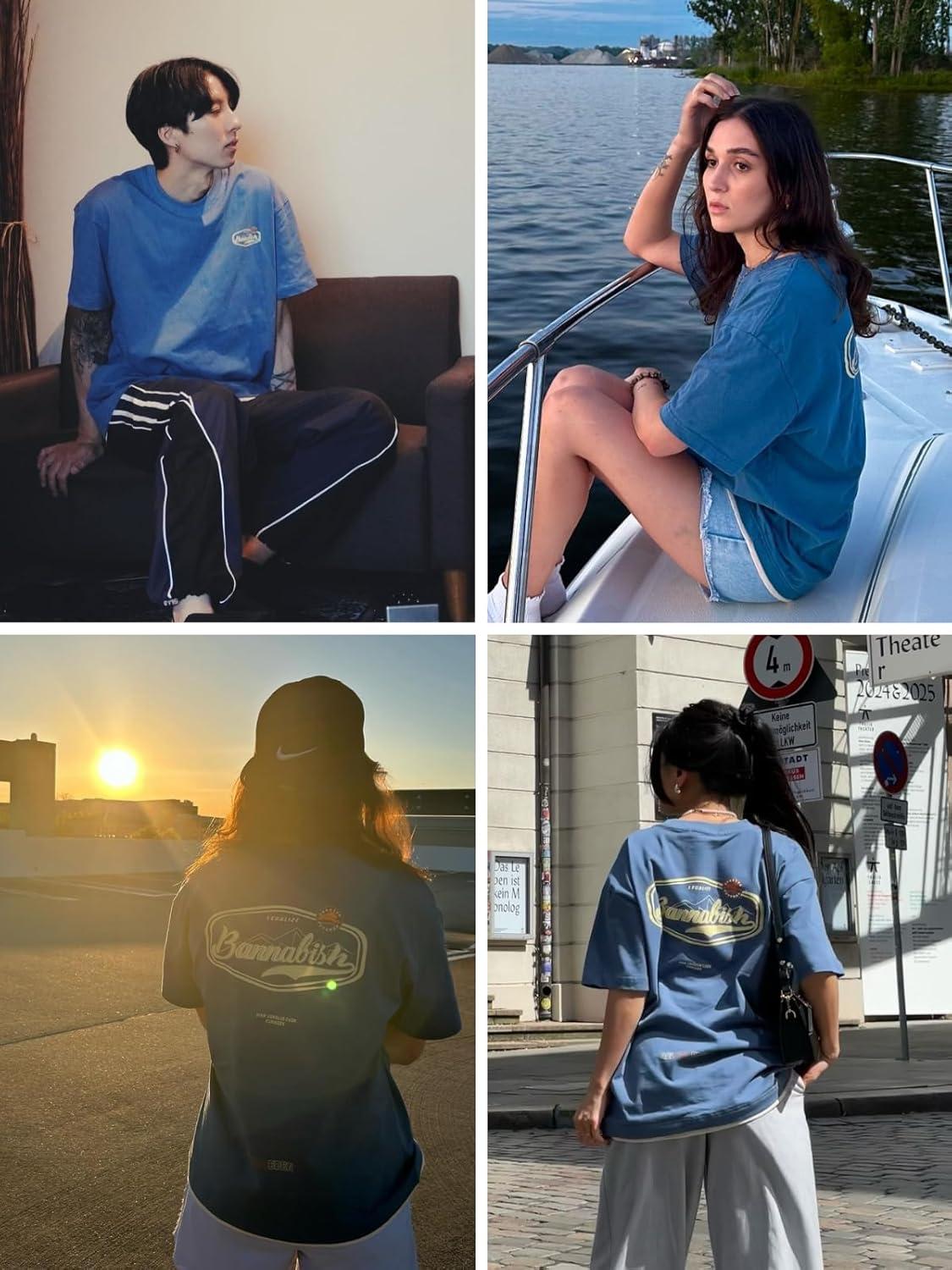 imageAelfric Eden Mens Oversized T Shirts Graphic Tees Print Crew Neck Cotton Tops Streetwear Casual ShirtBlue