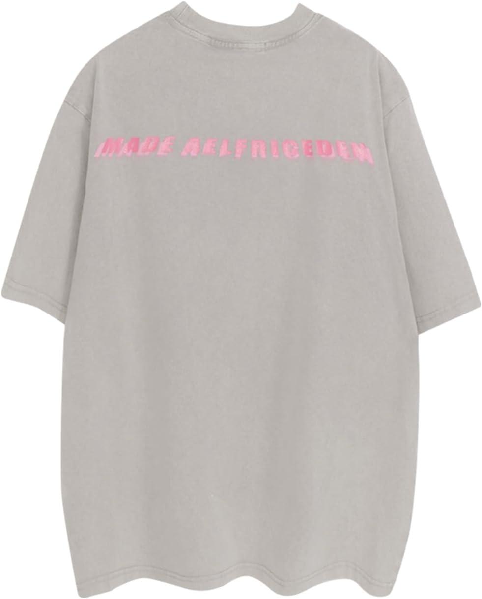 imageAelfric Eden Mens Vintage Graphic Tees Y2K Irregular Butterfly Printed Tee Oversized Streetwear Casual TShirtGray