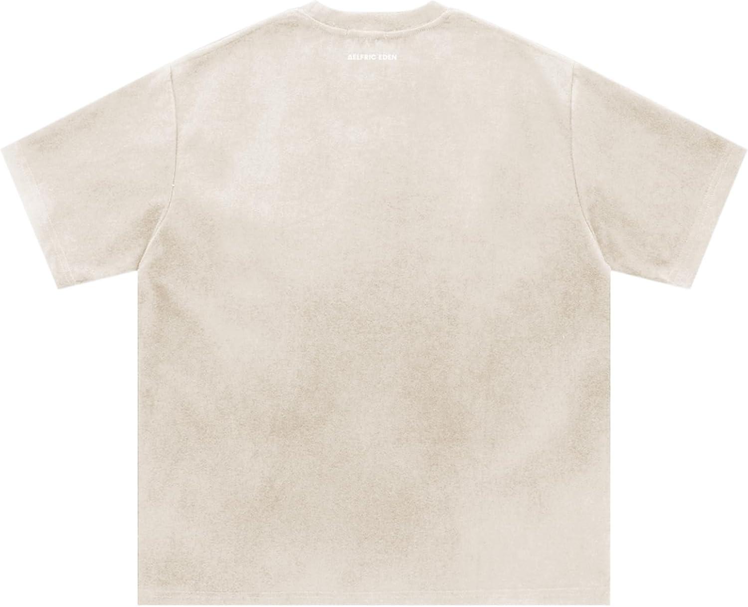 imageAelfric Eden Oversized Mens TShirt Reflective Strip Suede Tee with Brand Embroidery DetailingApricot