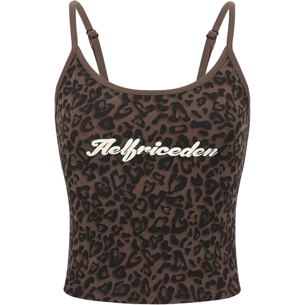 imageAelfric Eden Leopard Print Cami Top Sleeveless Tank Tops Scoop Neck Crop Camisole Shirts 2025 Trendy OutfitsBrown