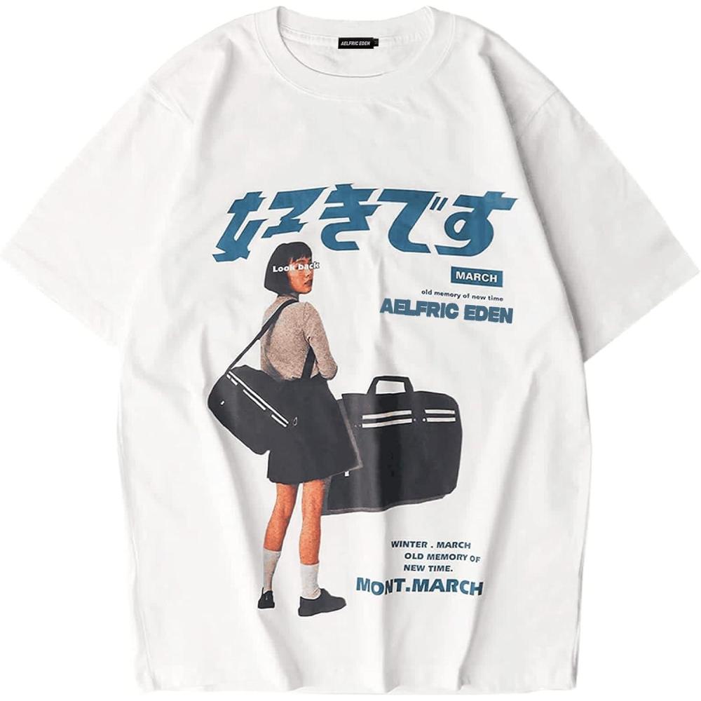 imageAelfric Eden Mens Oversized Graphic Tee Summer Unisex Hipster Printed Casual Harajuku Top TshirtWhite