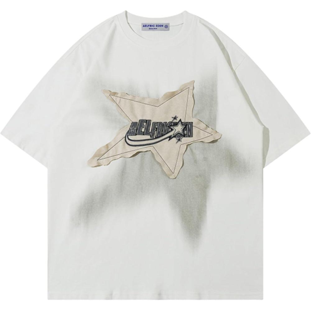 imageAelfric Eden Oversized Graphic Tees Unisex Graffiti Print Shirts Inkjet Tee TopWhite