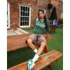 imageAelfric Eden Graphic Tees Y2k Women Oversized T Shirts Striped Patchwork Crewneck Unisex Streetwear TopsGreen