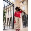 imageAelfric Eden Mens Vintage Letter Polo Tee Oversized Button Collar Graphic Patchwork T Shirt Short Sleeve Summer TopsRed