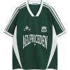 imageAelfric Eden Jersey Shirts Women Oversized Mesh V Neck Graphic Tees Y2k Color Block Short Sleeve T Shirt TopsGreen