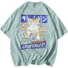 imageAelfric Eden Mens Oversized Ramen Cat Graphic Tees Streetwear Casual Summer Tops TShirt UnisexGreen
