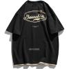 imageAelfric Eden Mens Oversized T Shirts Graphic Tees Print Crew Neck Cotton Tops Streetwear Casual ShirtBlack