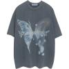 imageAelfric Eden Mens Vintage Graphic Tees Y2K Irregular Butterfly Printed Tee Oversized Streetwear Casual TShirtNavy Blue