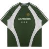 imageAelfric Eden Oversized TShirt Streetwear Contrast Color Tee Unisex Vintage Racing Tshirts Summer Baggy TopsGreen