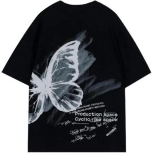 imageAelfric Eden Butterfly Graphic Tee Oversized T Shirts for Men Short Sleeve Tops Streetwear Y2K TShirtBlack