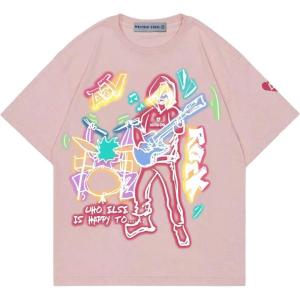 imageAelfric Eden Graphic Tees Men Y2k Oversized T Shirts Women Hip Hop Character Vintage Tees Unisex Summer TopsPink