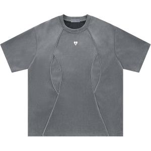 imageAelfric Eden Oversized Mens TShirt Reflective Strip Suede Tee with Brand Embroidery DetailingGrey