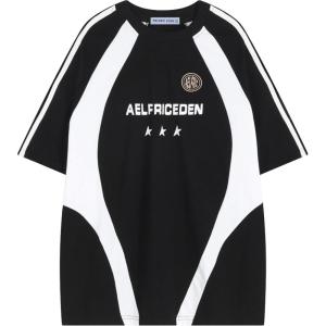 imageAelfric Eden Oversized TShirt Streetwear Contrast Color Tee Unisex Vintage Racing Tshirts Summer Baggy TopsA1black