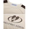 imageAelfric Eden Oversized Graphic Tees Men Contrast Color Speedway Racing Tee Unisex Streetwear Tshirt Patchwork Polo TeeBeige