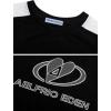 imageAelfric Eden Oversized Graphic Tees Men Contrast Color Speedway Racing Tee Unisex Streetwear Tshirt Patchwork Polo TeeBlack