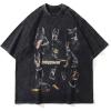imageAelfric Eden Graphic Tees Men Oversized Doberman Shirt Washed Vintage Streetwear Casual Summer Tops TShirt Unisex1black
