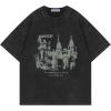 imageAelfric Eden Mens T Shirts Castle Graphic Washed Tee Shirt Cotton Short Sleeve Tees Y2k Streetwear Casual 2025 Trendy TopsBlack