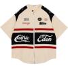 imageAelfric Eden Mens Vintage Oversized Shirts Unisex Streetwear Patchwork Casual ShortSleeveBeige