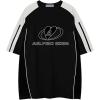 imageAelfric Eden Oversized Graphic Tees Men Contrast Color Speedway Racing Tee Unisex Streetwear Tshirt Patchwork Polo TeeBlack
