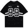 imageAelfric Eden Womens Graphic Tee Shirts CutOut Number Mesh Tops Streetwear Oversized Short Sleeve TShirtBlack