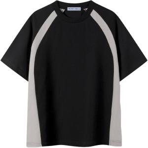 imageAelfric Eden Basic Color Blocking Tee Oversized Patchwork T Shirt Men 90s Shirt Unisex Y2K Streetwear Casual Summer TopsDark Gray