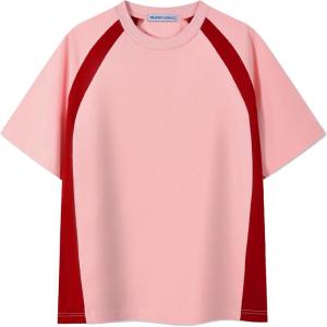 imageAelfric Eden Basic Color Blocking Tee Oversized Patchwork T Shirt Men 90s Shirt Unisex Y2K Streetwear Casual Summer TopsPink