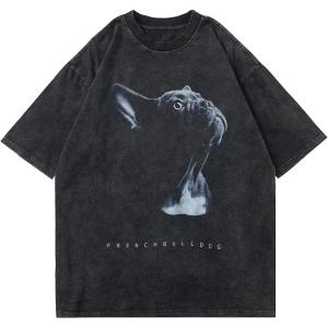 imageAelfric Eden Graphic Tees Men Oversized Doberman Shirt Washed Vintage Streetwear Casual Summer Tops TShirt Unisex3black
