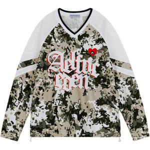 imageAelfric Eden Mens Camouflage Patchwork Sweatshirt Oversized Long Sleeve Casual Y2k Streetwear Trendy TopsGreen Camo