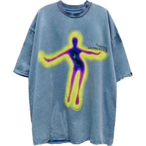 imageAelfric Eden Women Oversized Graphic Tees Print Vintage Tshirts Cotton Tops Streetwear Casual Shirt01blue