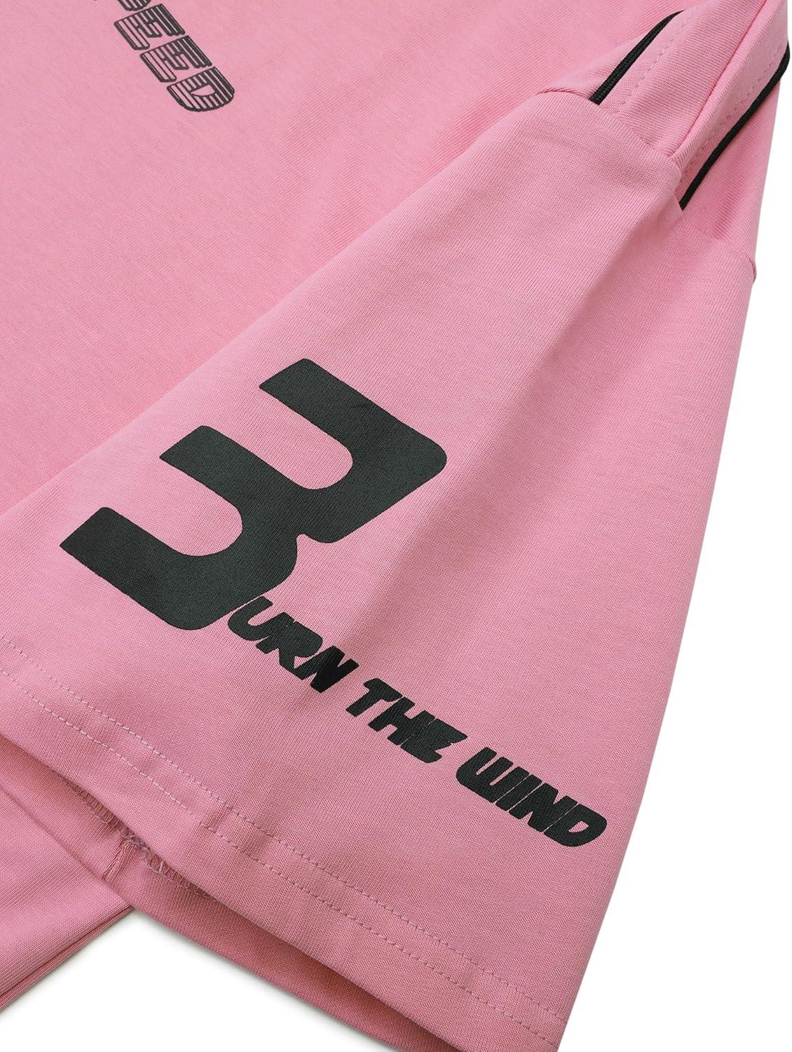 imageAelfric Eden Mens Graphic Tees Vintage Racing Tees Oversized T Shirt Women Contrast Color Summer TopsPink