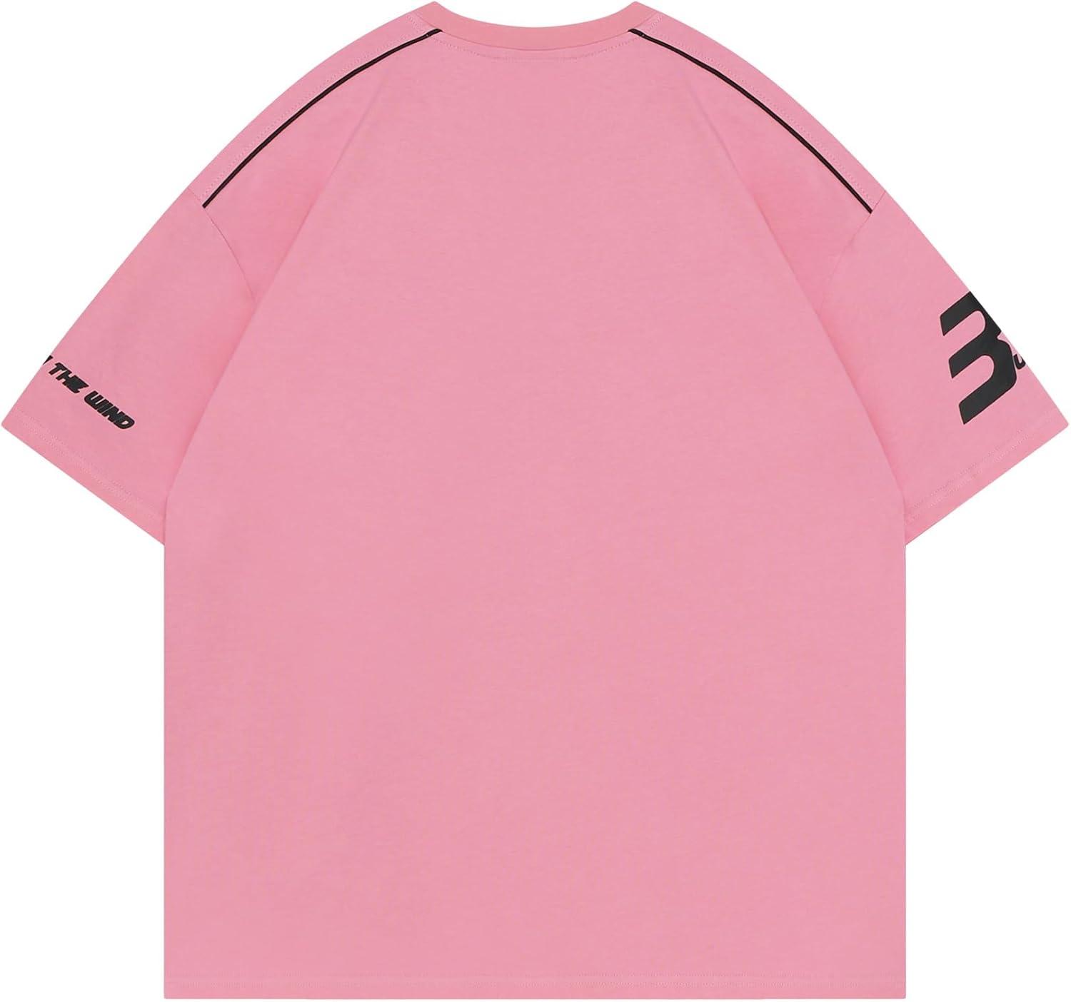 imageAelfric Eden Mens Graphic Tees Vintage Racing Tees Oversized T Shirt Women Contrast Color Summer TopsPink