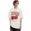 imageAelfric Eden Oversized Graphic Tees Unisex Cherries Print T Shirts Casual Summer Short Sleeve Top Cotton Cute Tee ShirtBeige